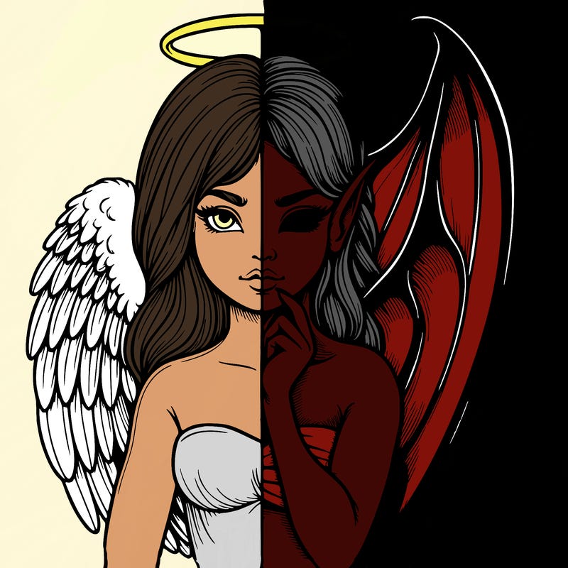 realistic angel half demon