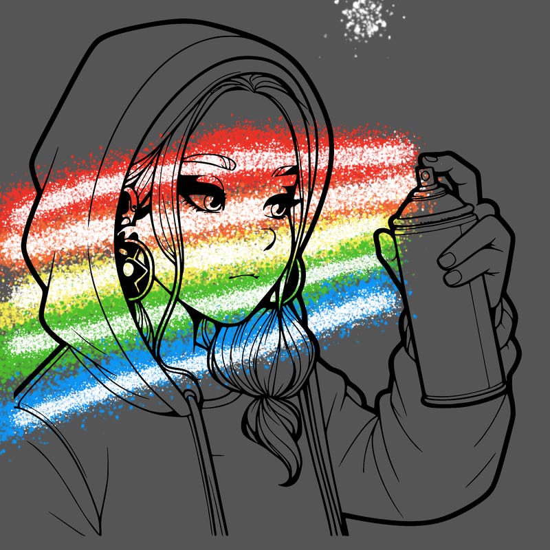 a realistic girl, spray painting