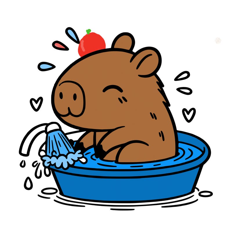 capybara taking a bath