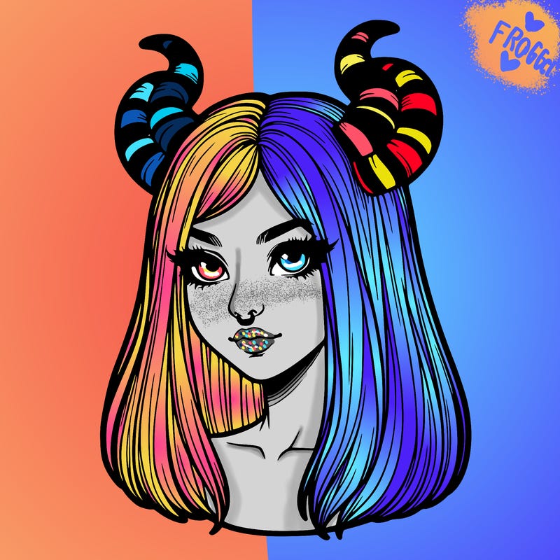 realistic girl with horns