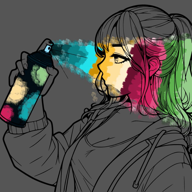 a realistic girl spray, painting