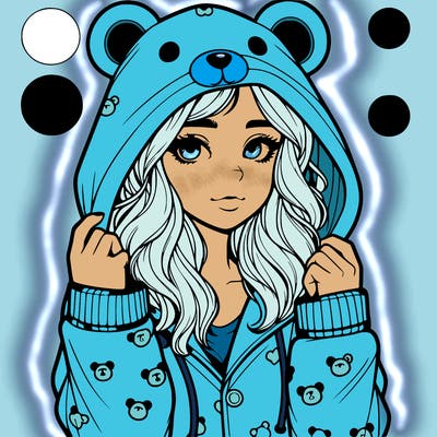 realistic girl in a animal pjs hoodie