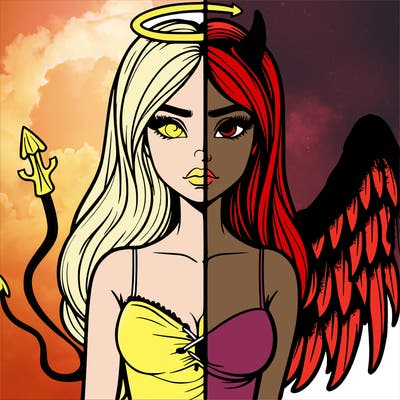 devil vs angel realistic girl