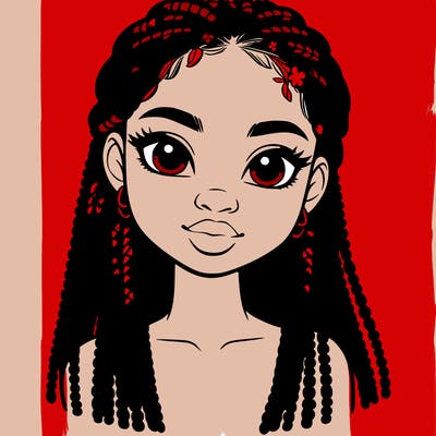 a realistic black girl with braids