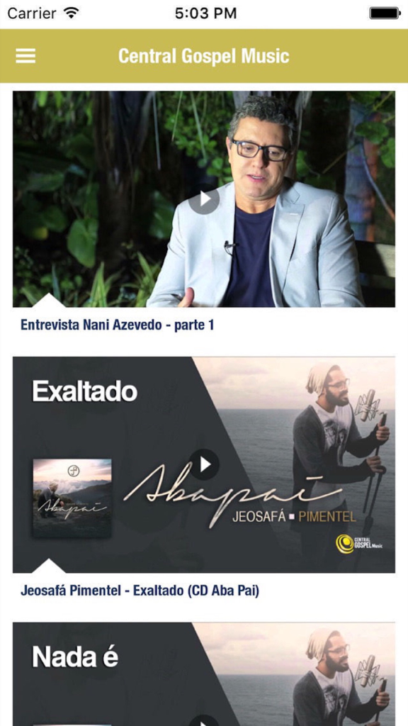 Central Gospel Music - Feed de vídeos de música gospel brasileira e entrevistas com artistas no aplicativo Música Gospel Central