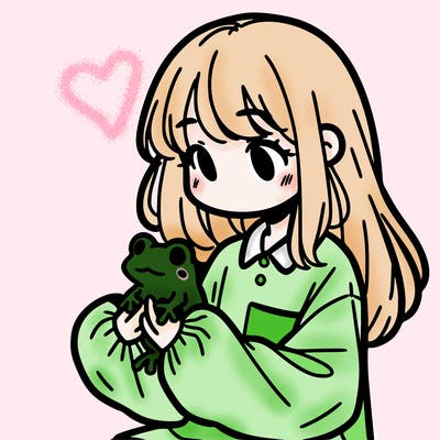 girl with long hair and a oversized shirt. and she is holding a frog