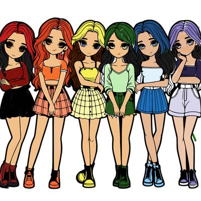 a group of girls realistic