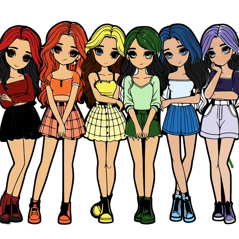 a group of girls realistic