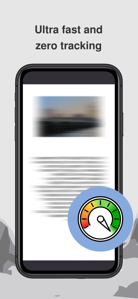 SnowHaze App-Oberfläche mit ultraschneller Geschwindigkeit und Zero-Tracking-Funktionen