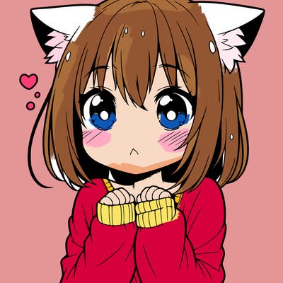 shy anime catgirl