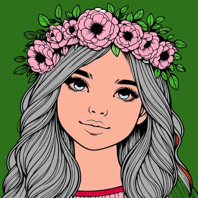 realistic girl with flower crown