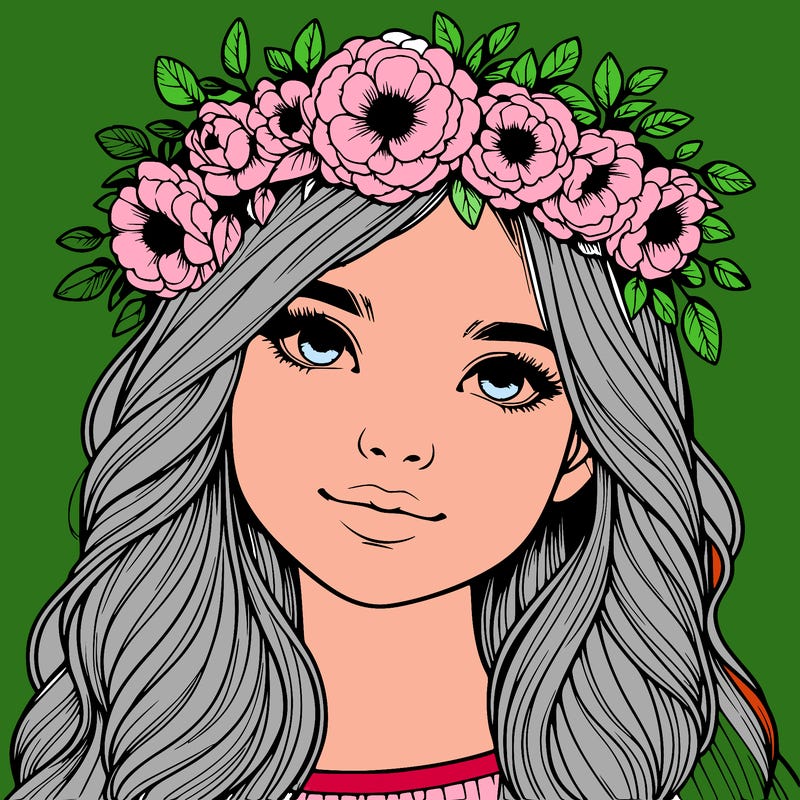 realistic girl with flower crown