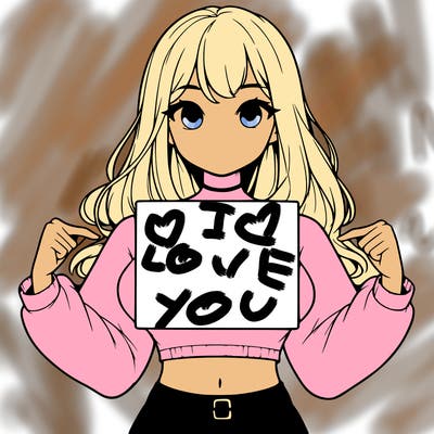 girl holding a blank sign in a long sleeve crop top