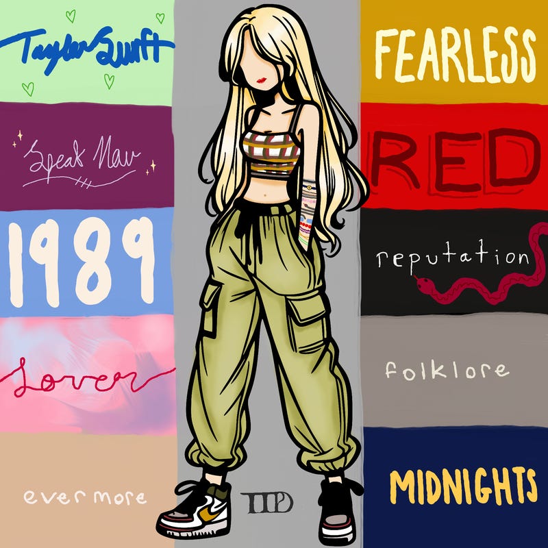 girl in baggy pants crop top and long hair