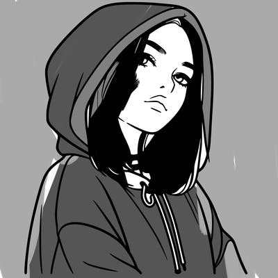 a realistic girl in a hoodie