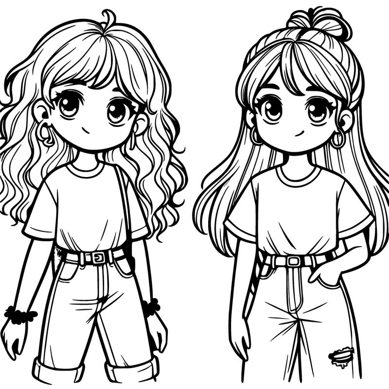 2 girls with jeans and a t shirt