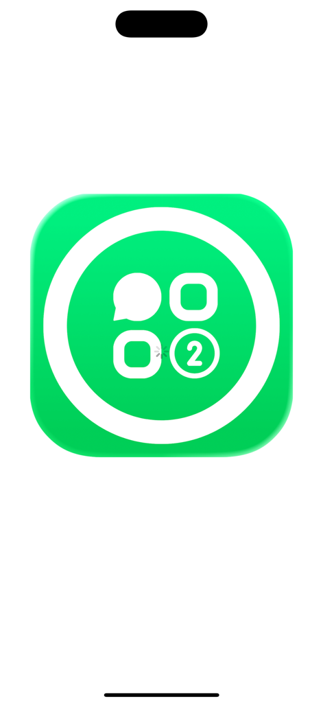 Dual Messenger for WA Web - Icono de la aplicación Mensajero Dual para WA Web con símbolos de interfaz blancos sobre un fondo verde.