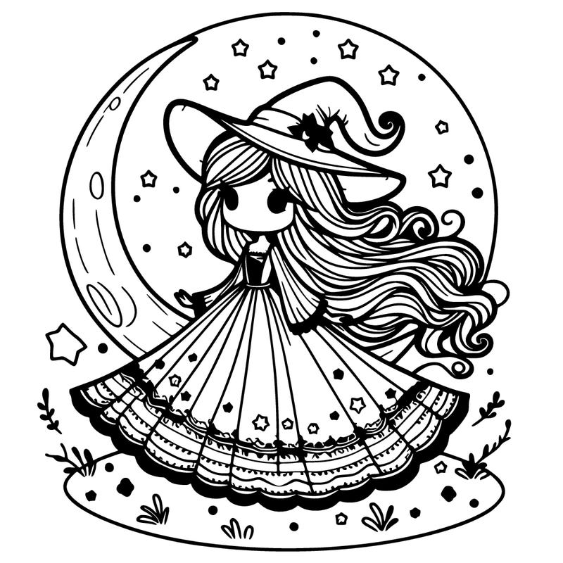 beautiful moon witch with dress