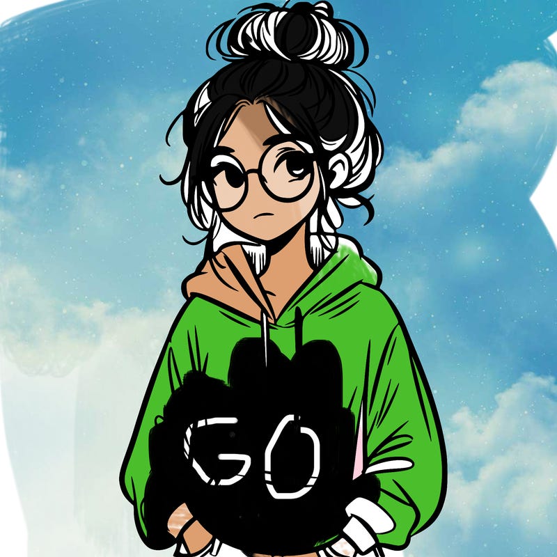teen girl with a messy bun and glasses wearing a loose hoodie and jeans