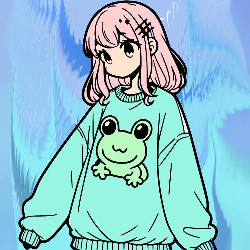girl wearing frogging sweatshirt