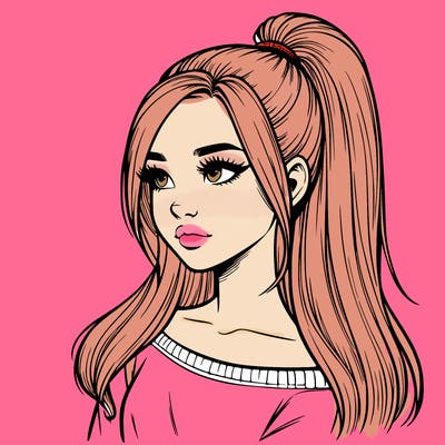 realistic girl with a high ponytail