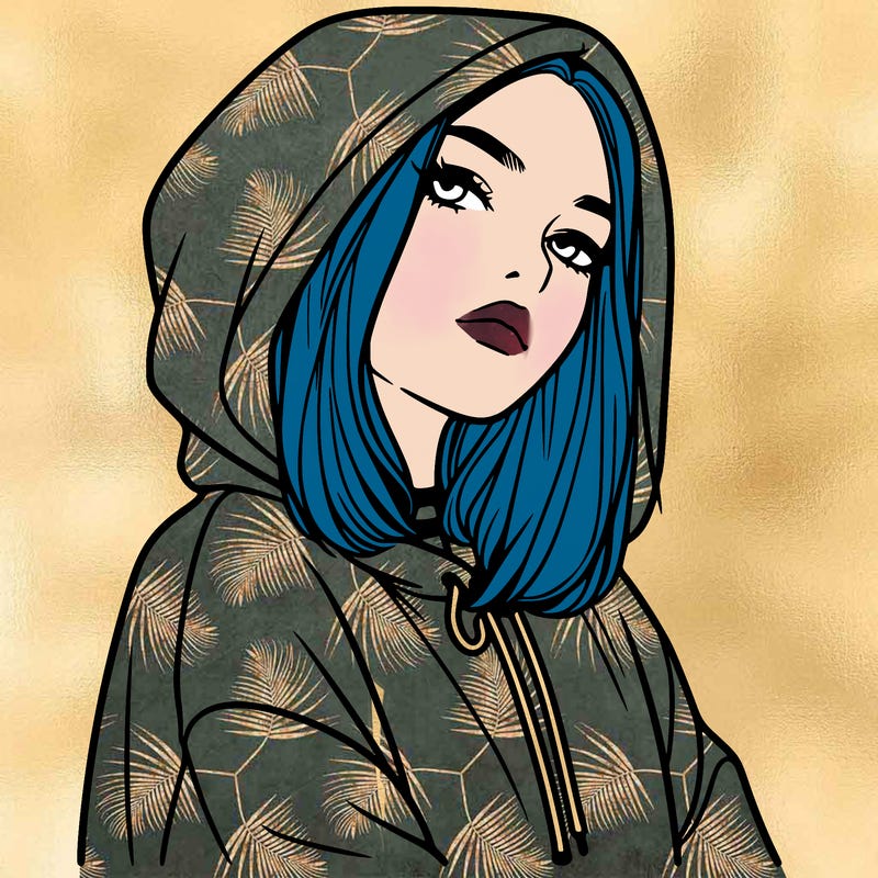 a realistic girl in a hoodie