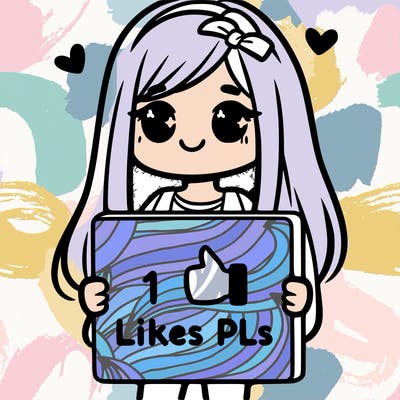 girl holding a sign saying 10 likes pls