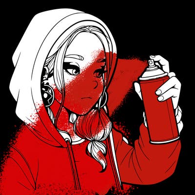 a realistic girl, spray painting
