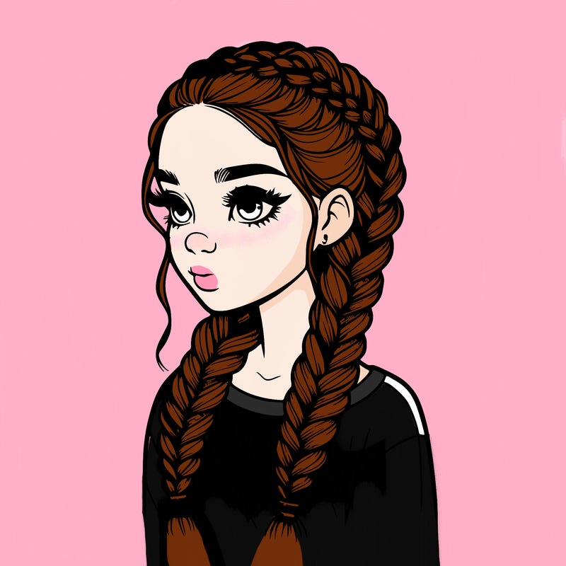 realistic girl with braids