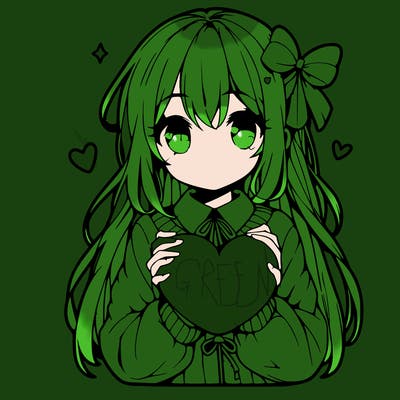 anime girl holding a heart balloon