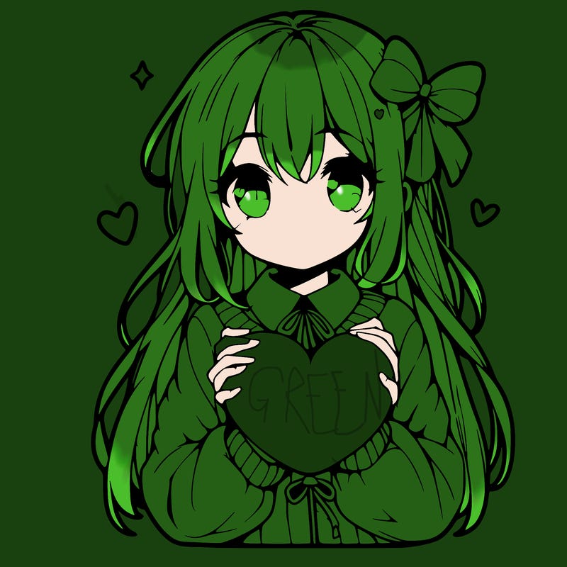 anime girl holding a heart balloon