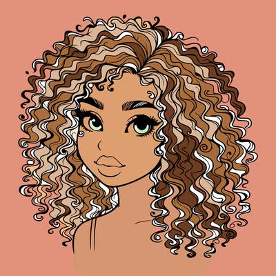 girl with curly hair realistic
