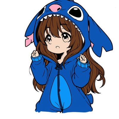 anime girl in a stitch onsie