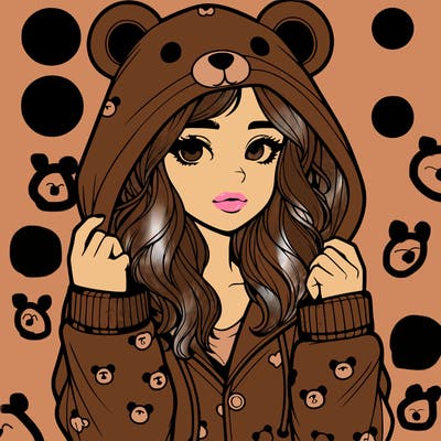 realistic girl in a animal pjs hoodie