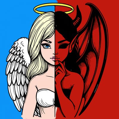 realistic angel half demon