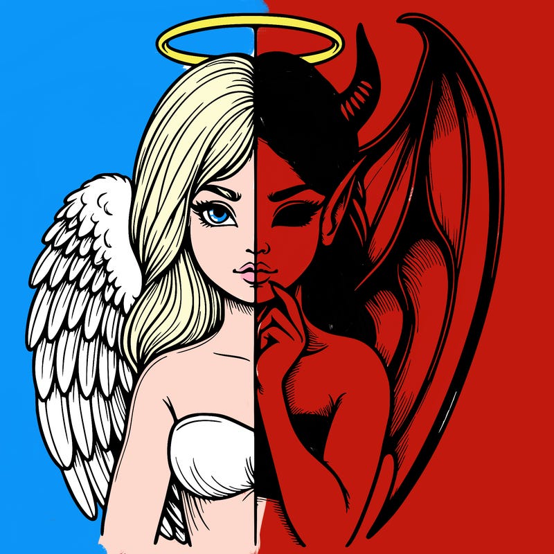 realistic angel half demon