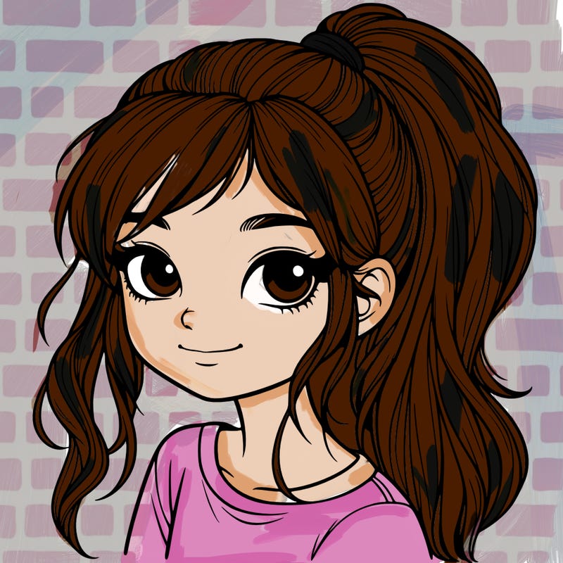 realistic girl with ponytail