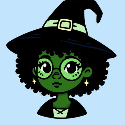 a black person who is a witch and has glasses