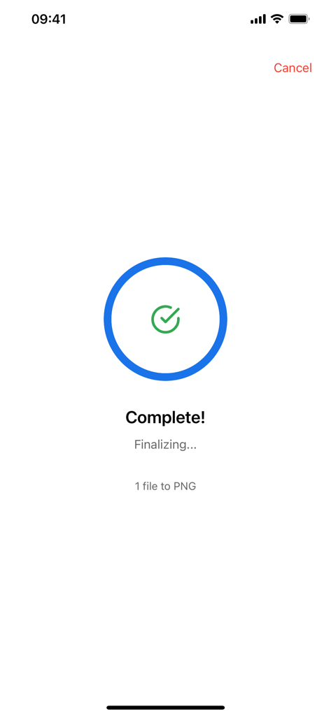 Image Format Converter - Imogo - Screen showing a successful image conversion to PNG in the Imogo app