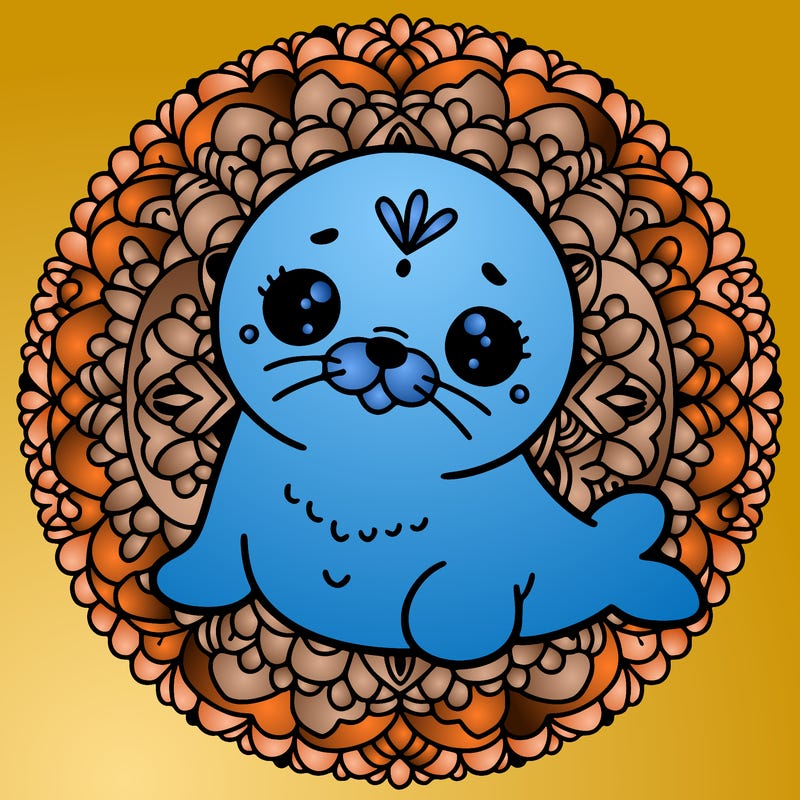 a cute baby seal mandala