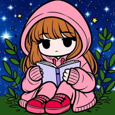 girl in oversized hoodie reading a book