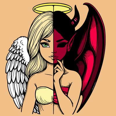 realistic angel half demon