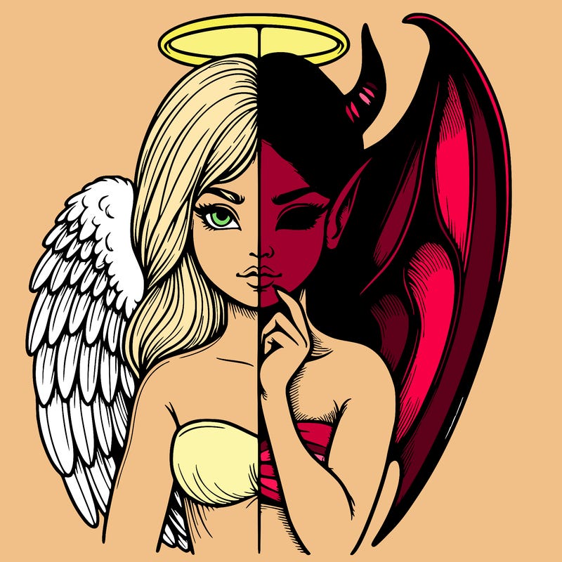 realistic angel half demon