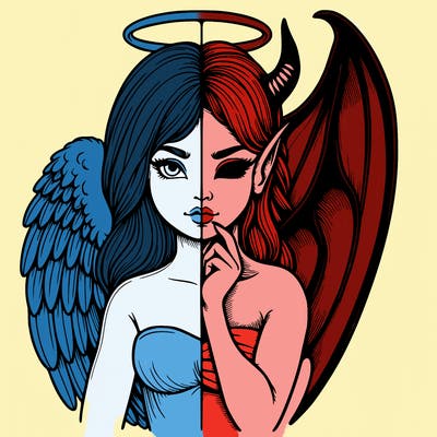 realistic angel half demon