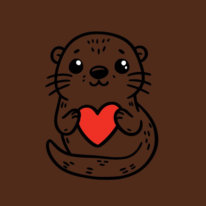 otter with a heart