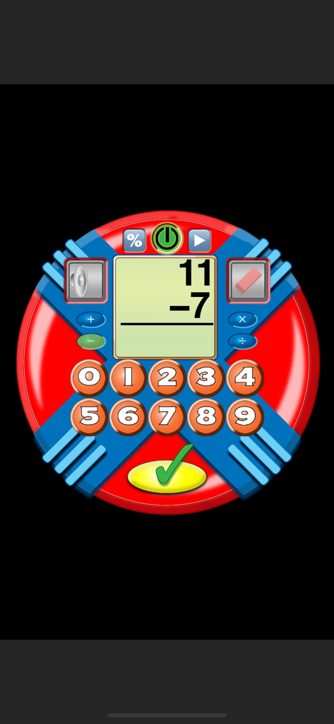 The Math Flash Machine - The Math Flash Machine educational app interface showing a subtraction math problem