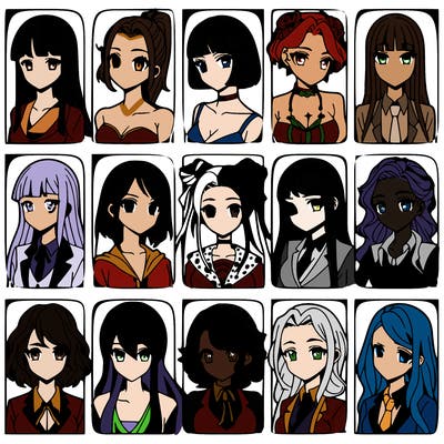 girls that look diffrent anime