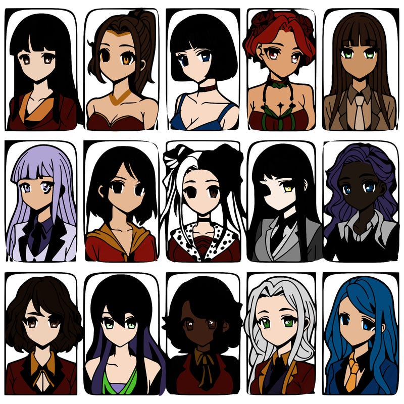 girls that look diffrent anime