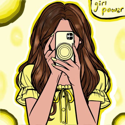 a realistic girl holding her phone taking pictures