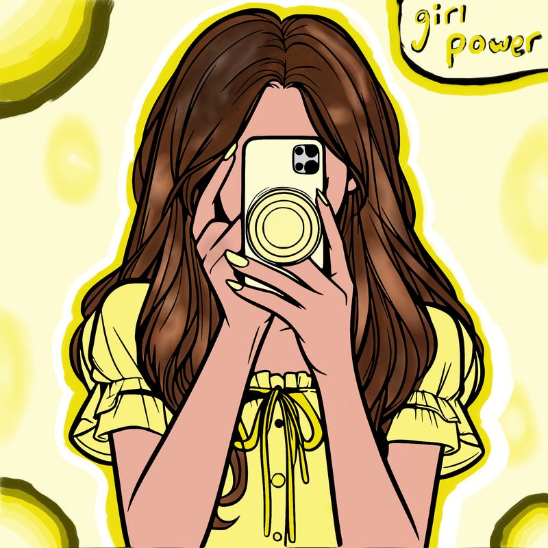 a realistic girl holding her phone taking pictures